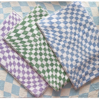 [พร้อมส่ง] Small Checkered Carpet | Toastytoast.stuff  พรมลายตาราง สีพาสเทล