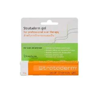 Stratpharma Strataderm 10g (สีส้ม) สแตรททาเดิร์ม เจลลดรอยแผลเป็น รอยคีลอยด์ รอยสิว