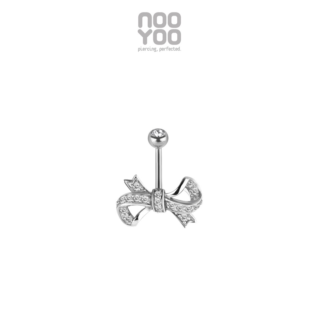 NooYoo จิวสะดือสำหรับผิวแพ้ง่าย Cubic Zirconia Bow