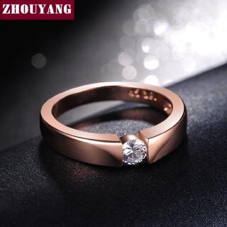 ZHOUYANG 4.5mm หัวใจและ Cubic Zirconia แหวนแต่งงานลูกศรกุหลาบทองและสีเงินสีคลาสสิกแหวนนิ้วมือ R400 R406