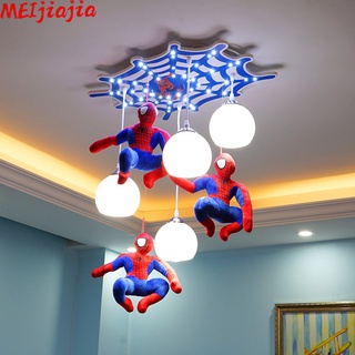 MEIJIAJIA โคมไฟระย้า Spider-Man สไตล์โมเดิร์น สร้างสรรค์ สําหรับตกแต่งห้องนอนเด็ก