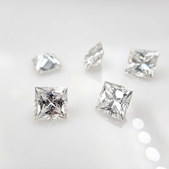 white Square Princess Cut Moissanite Diamond D/VVS1