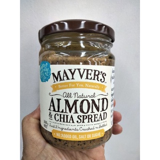 Mayvers All Natural Almond&amp; Chai   Spread  สำหรับทาขนมปัง รส อัลมอนด์และเมล็ดเซีย เมย์เวอร์ส 240 กรัม