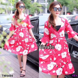 TwinsShopVip💗พร้อมส่ง TW4494  เดรสสั้นลายดอก floral short dress