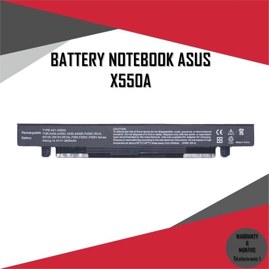 BATTERY NOTEBOOK ASUS X550 A41-X550A X452 K450 X450 X450C / แบตเตอรี่โน๊ตบุ๊คเอซุส เทียบ (OEM)