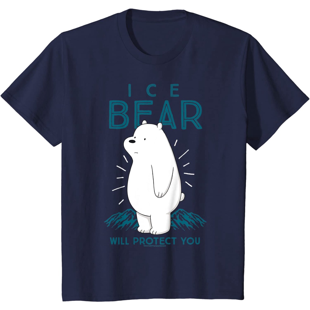 เสื้อยืดผ้าฝ้ายพรีเมี่ยม เสื้อยืด พิมพ์ลายกราฟิก We Bare Bears Ice Bear Will Protect You
