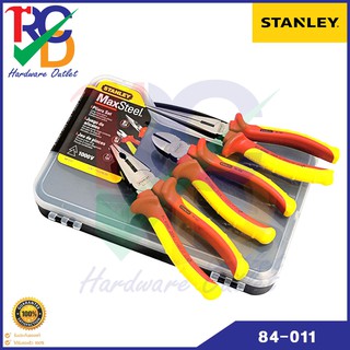 Stanley 84-011 ชุดคีมหุ้มฉนวนไฟฟ้า VDE 3 ชิ้น ( ปากจิ้งจก + ปากเฉียง + ปากแหลม )