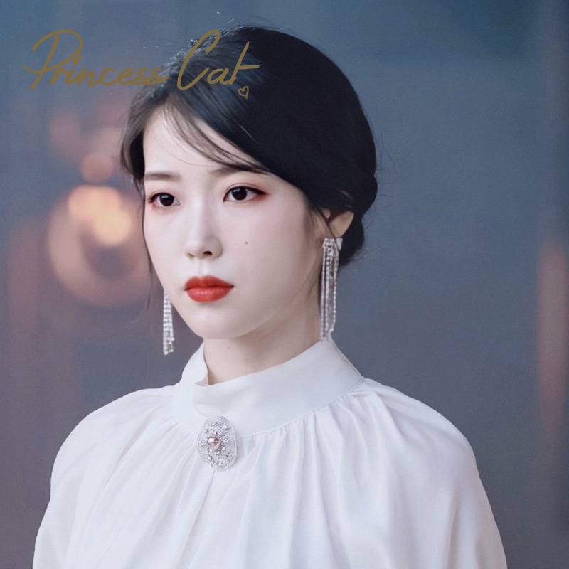 Princess Cat IU กับสาวส่องแสงสไตล์เดียวกัน Li Zhien Del Luna Hotel ต่างหูพู่เพชรมุก耳环