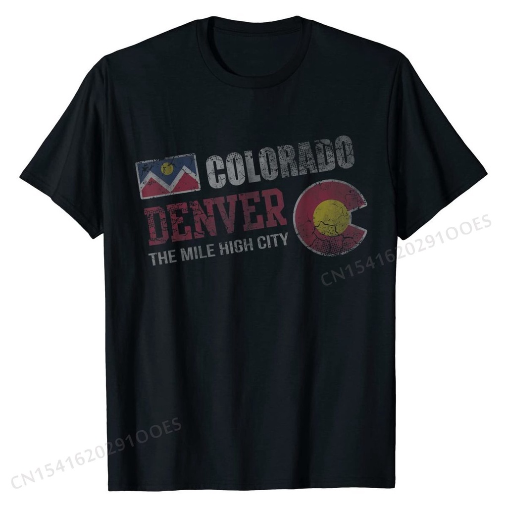 เสื้อยืด Denver Colorado The Mile High City เสื้อที่กําหนดเอง Tees สําหรับเสื้อผ้าฝ้ายผู้ชายบ้า