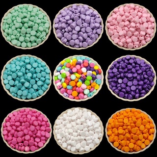 50Pcs Candy Color Single Hole Round Flat Beads DIY Fashion Charms for Jewelry Making