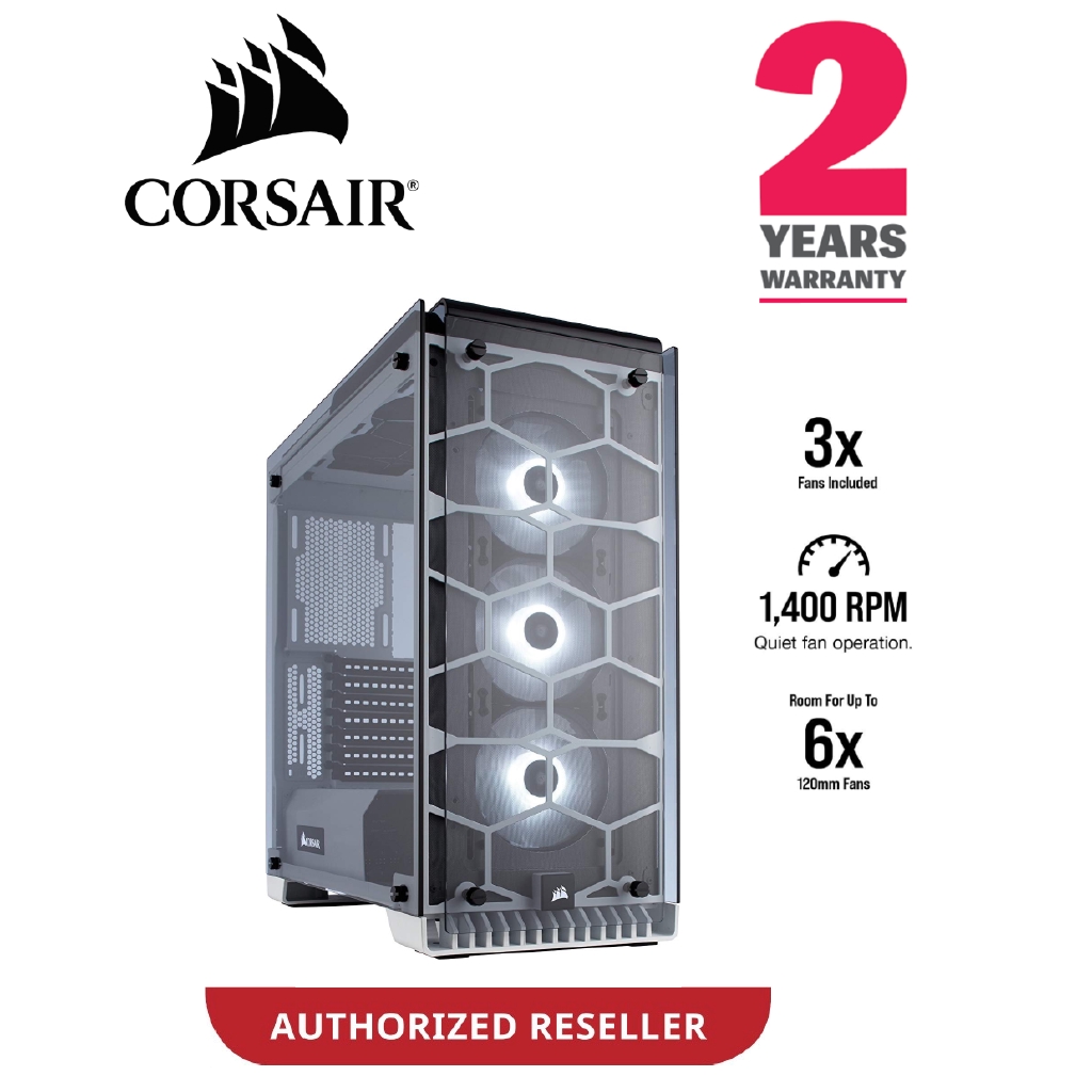 Corsair Crystal Series 570X RGB TG Steel ATX Mid Tower PC Gaming Dektop Case สีขาว CC-9011110-WW