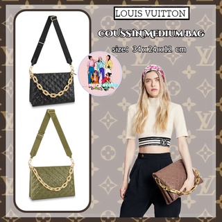 หลุยส์วิตตอง  Louis Vuitton   COUSSIN กระเป๋าถือขนาดกลาง/กระเป๋าสุภาพสตรี/กระเป๋าสะพายข้าง/กระเป๋าสะพาย/รูปแบบล่าสุด/การ