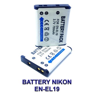 (แพ็คคู่ 2 ชิ้น) For Nikon แบตเตอรี่กล้อง รุ่น EN-EL19 Replacement Battery for Nikon