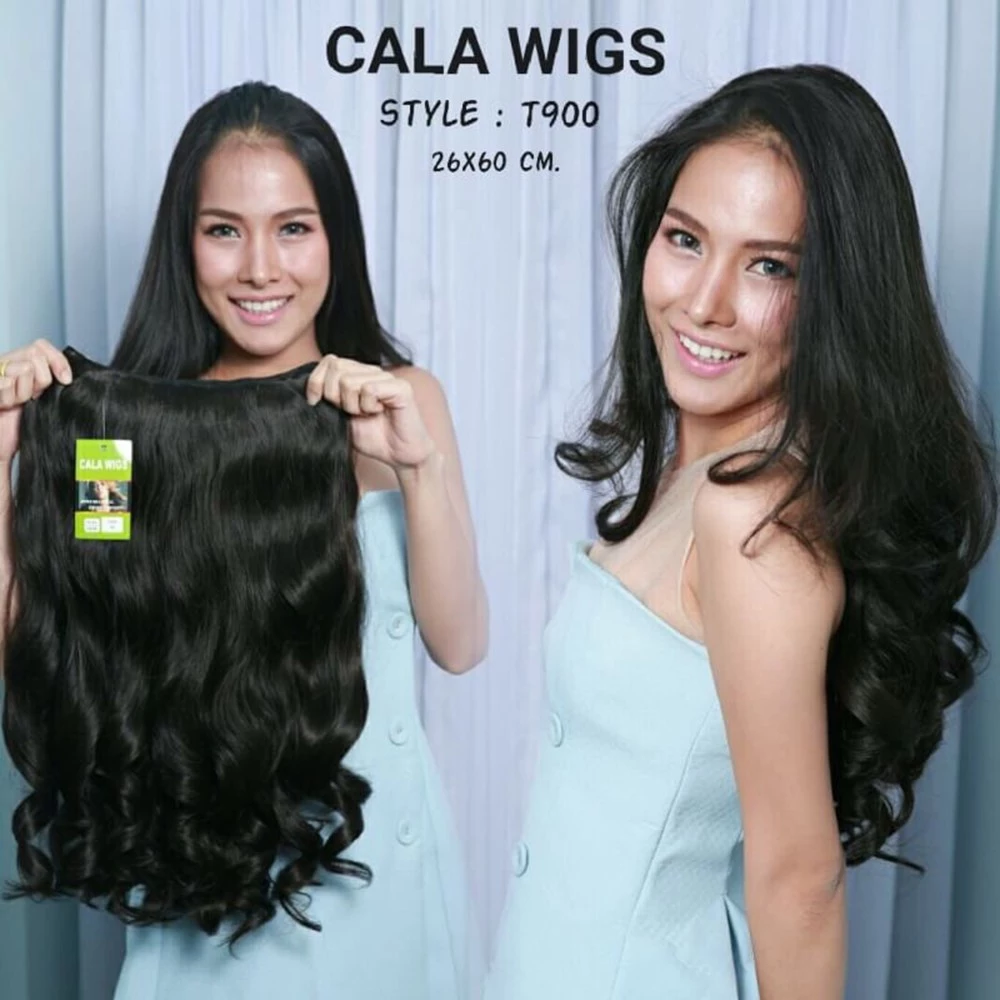 แฮร์พีชcalawigsราคาส่ง รหัสT900กว้าง26cmยาว60cm ชิ้นหนาพิเศษไหมด้านเหมือนผมจริง แฮร์พีชลอนปลายยาว