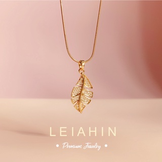 LEIAHIN โซ่กระดูกไหปลาร้าสุภาพสตรี, ทองชุบ 18K, สร้อยคอจี้ใบเพทาย, เครื่องประดับแฟชั่น, ของขวัญวันเกิด, สร้อยคอสแตนเลส 100%, สวมใส่ได้ในขณะอาบน้ำ