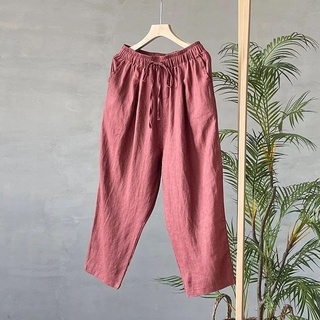 Harlyn PANTS HS LINEN กางเกงชั้นใน ผ้าฝ้าย เอวยาง ยืดหยุ่น เต็มตัว สําหรับผู้หญิง 2022