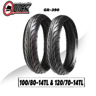 ยางมอเตอร์ไซค์ขอบ12 ขนาด100/80-14&amp;120/70-14 QUICK GR390