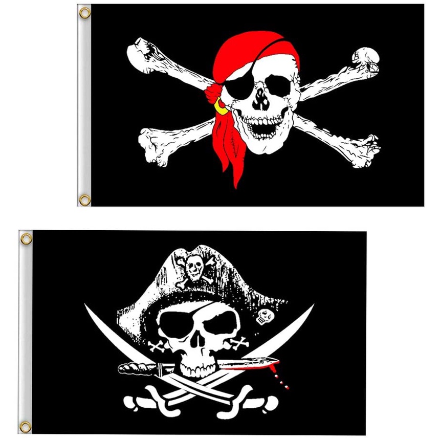 ธงโจรสลัด ธงไพเรท ผืนใหญ่ ธง โจรสลัด ผี ธงผี ธงแฟนซี ธงปาร์ตี้ ฮาโลวีน Pirate Ghost Big Flag Hallowe