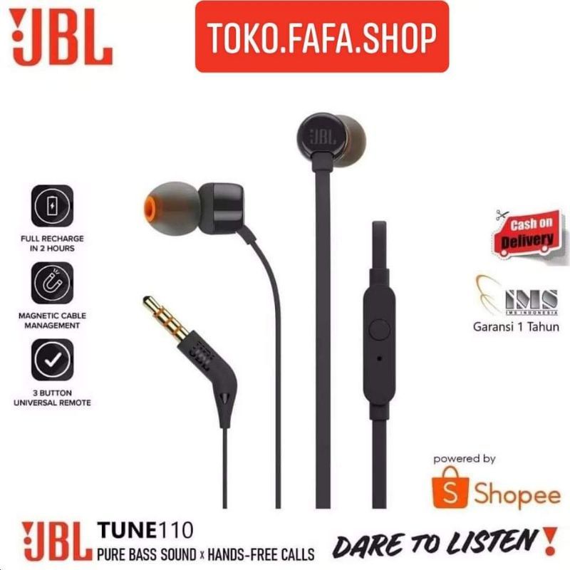 หูฟัง JBL T110 BLACK ของแท้ 100% ประกันศูนย์ 1 ปี เบสโคตรแน่น เสียงดีโคตรๆ ขายถูกมากคุ้มแน่น่อน