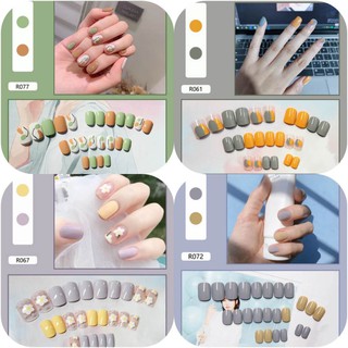 R061-R080 เล็บปลอม เล็บปลอมกันน้ำ กล่องละ 24 ชิ้น เล็บปลอมทาสี