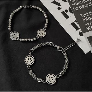 Bracelet motif smiley material titanium steel hip hop style