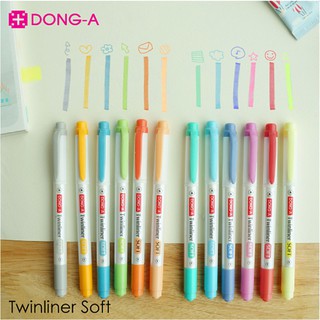 ปากกาไฮไลท์สีพาสเทล Dong A Twinliner Soft Pastel