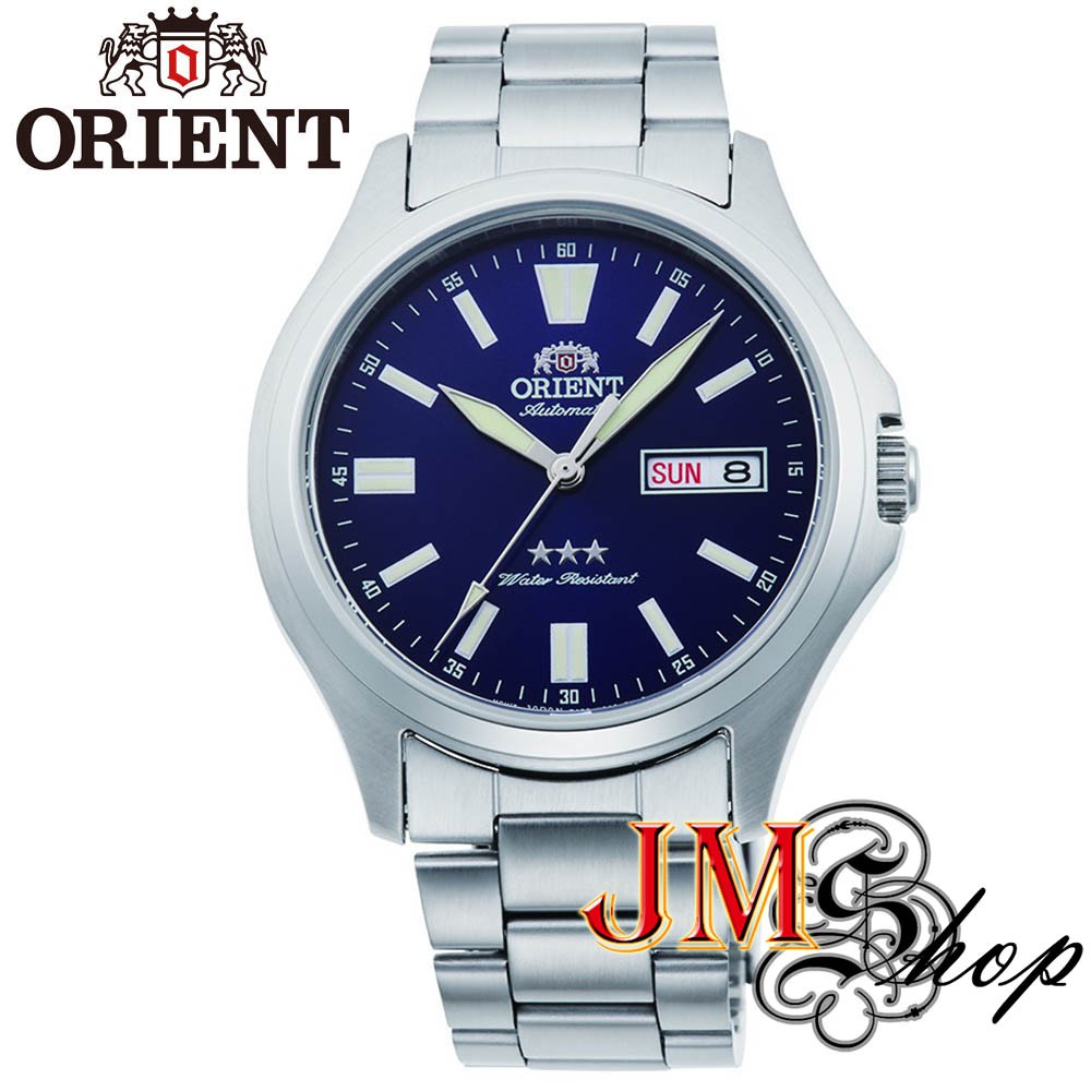 Orient Three Star Automatic นาฬิกาข้อมือผู้ชาย สายสแตนเลส รุ่น RA-AB0F09L (หน้าปัดสีน้ำเงิน)