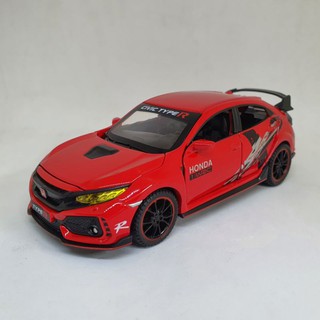 โมเดลรถเหล็ก Honda Civic Type R งาน Double Horse สเกล1:32 ขนายาวประมาณ 15cm. มีเสียงมีไฟ สีแดง