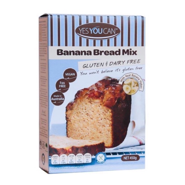 Banana Bread Mix Gluten&Dairy Free 450g. YesYouCan แป้งขนมปังกล้วยสำเร็จรูป ปราศจากกลูเต็นและนม