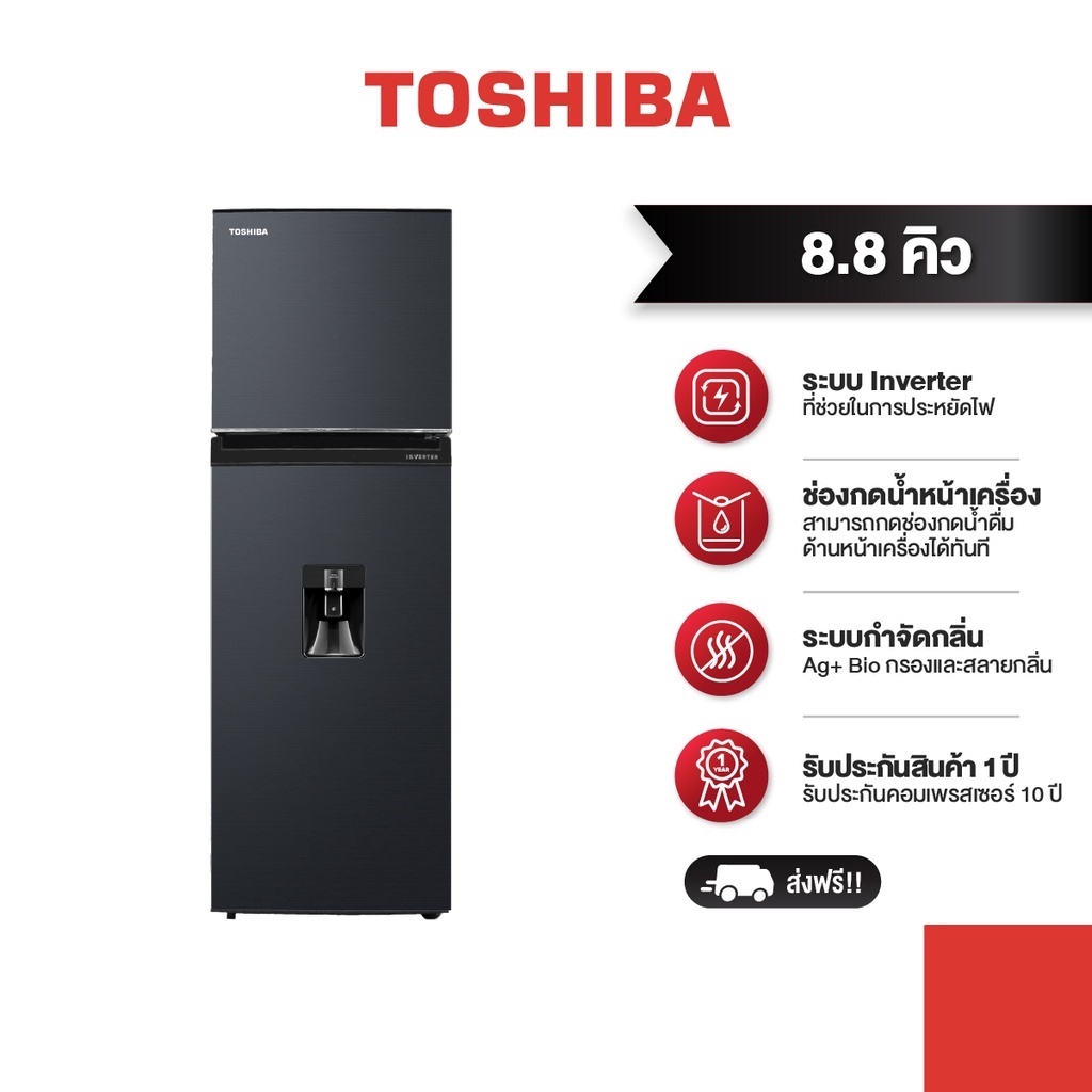 TOSHIBA ตู้เย็น 2 ประตู ความจุ 8.8 คิว รุ่น GR-RT325WE-PMT(06)