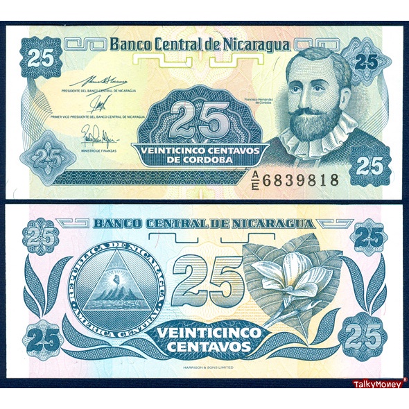 ธนบัตร นิการากัว NICARAGUA ราคา 25 เซนทาวอส ปี 1991 P-170 สภาพใหม่เอี่ยม 100% UNC สำหรับสะสม