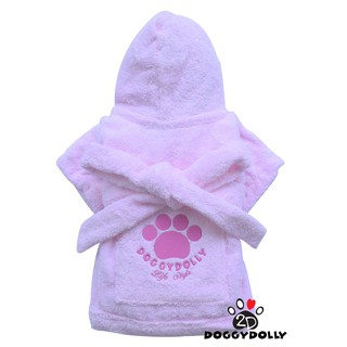 Petcloths -Doggydolly  เสื้อผ้าแฟชั่น เสื้อผ้าสัตว์เลี้ยง เสื้อผ้าหมาแมว ชุดคลุมอาบน้ำสีชมพู  DRF018