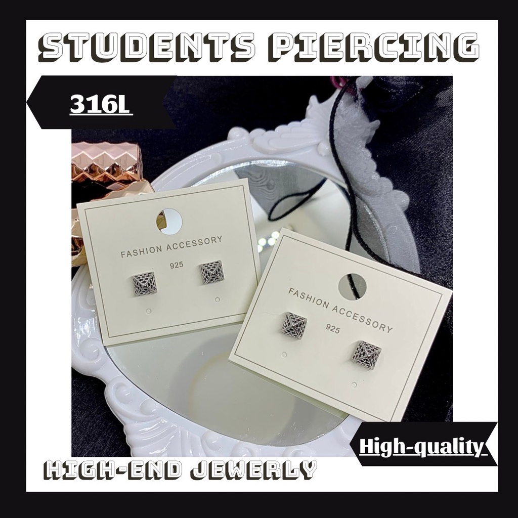 ต่างหู Square Peak ส่วนบุคคล - ต่างหูเหล็ก 316L