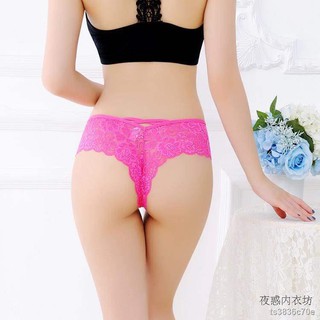 ราคาต่ำสุดในสต็อกในกรุงเทพ◆✱Buy 3 get 1 free new style lace female hot and beautiful T-shaped panties with wide เป้าล่