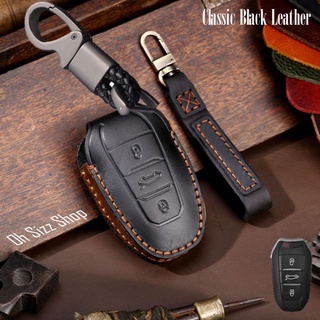 เคสรีโมทรถ เปอร์โยต์ Peugeot 2022 งานหนังม้า พรีเมียมเกรด Premium Grade Hallmo HANDMADE ทรงคลาสสิค (Horse Leather Key Ca