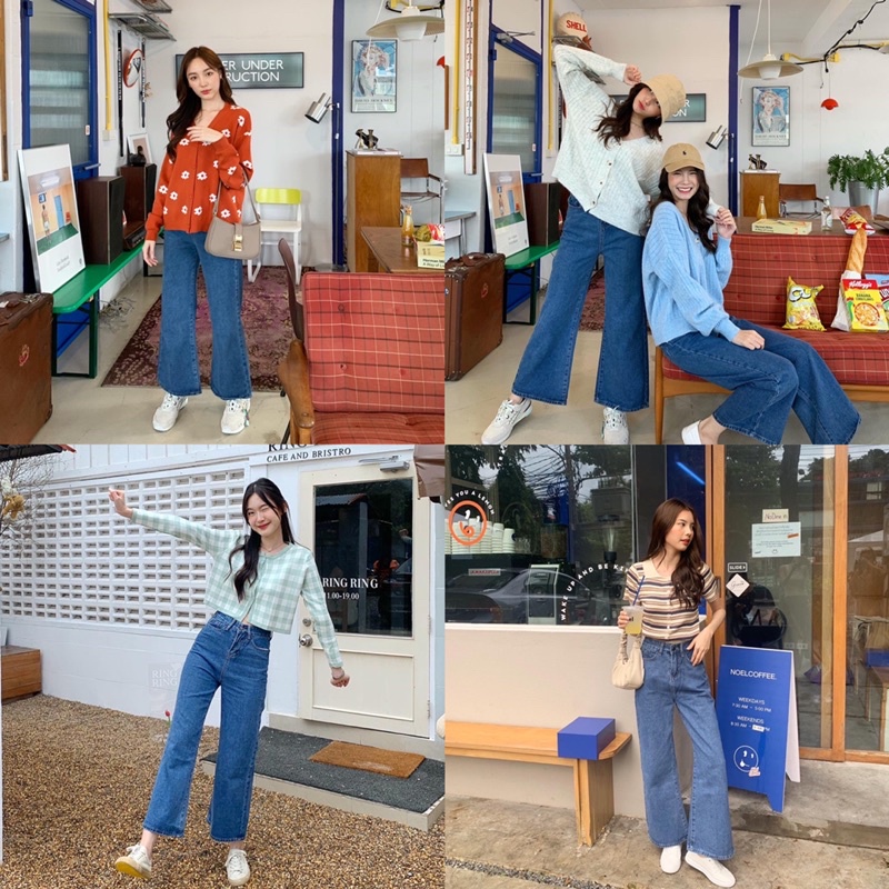 3pcs.basket "J2142" Flared jeans