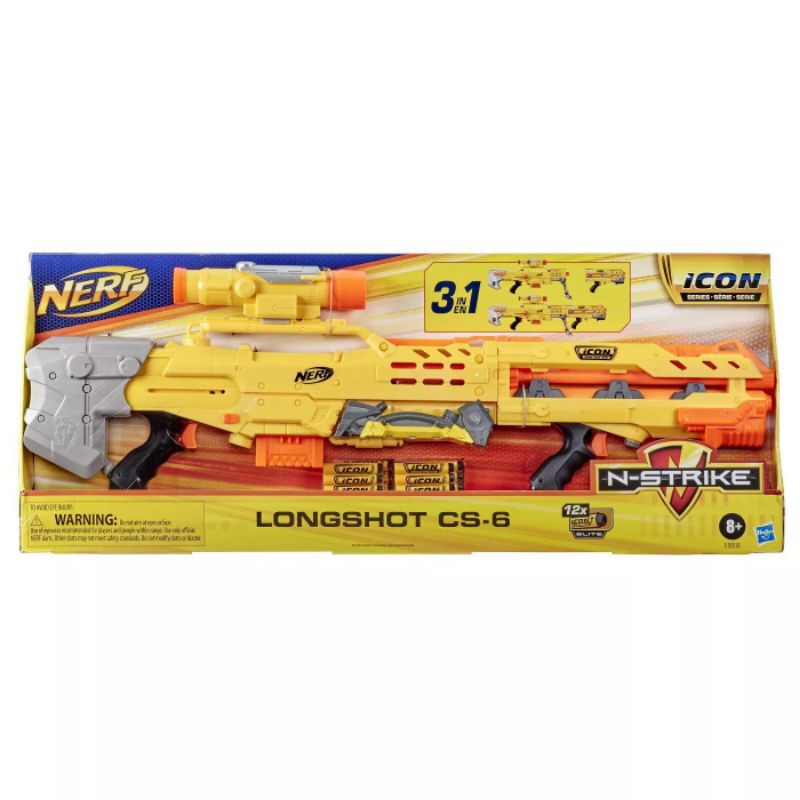 Nerf N Strike Elite Icon Series Longshot Cs 6 Yellow Blaster Gun ป นเน ร ฟ Shopee Thailand