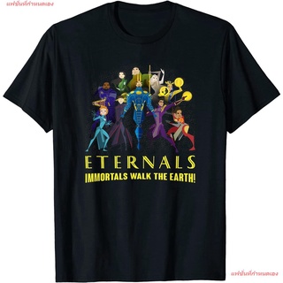 เสื้อยืดโอเวอร์ไซส์แฟชั่นที่กำหนดเอง ฮีโร่พลังเทพเจ้า มาร์เวลคอมิกส์ Marvel Eternals Heroic Pose Group Shot T-Shirt เสื้