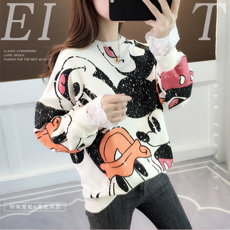 BK-082 BESTSELLING เสื้อแขนยาวคอกลมลายการ์ตูนฮิตMickey mouse  ลายน่ารัก ผ้านุ่มใส่สบาย เสื้อเวตเตอร์กันหนาว