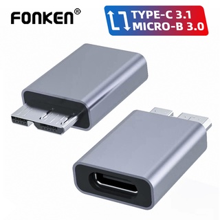 Fonken อะแดปเตอร์ชาร์จ Type C 3.1 เป็น Micro B 3.0 Type C ตัวเมีย เป็น Micro B ตัวผู้ ชาร์จเร็ว สําหรับ SSD HDD ภายนอก แบบพกพา