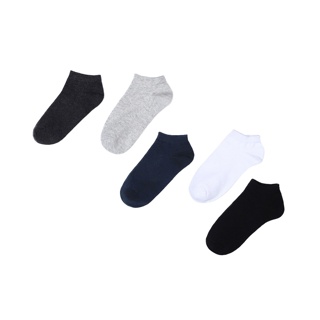 Lovito ถุงเท้าผ้าฝ้าย แบบซ่อนข้อ สีพื้น L001082 (สีดำ/น้ำเงิน/เทาเข้ม/เขียวอ่อน/ขาว)