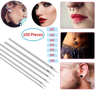 100 ชิ้น 7 แบบ เข็มสําหรับเจาะหูจมูกปาก0.8 -2.0 mm.Stainless steel piercing needle เข็มเจาะหู เข็มเจาะสะดือ เข็ม เข็มสักแบบใช้แล้วทิ้