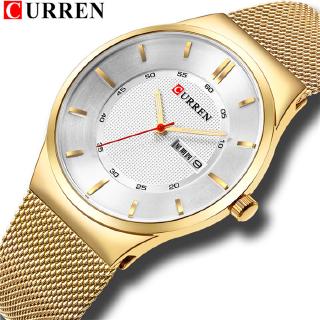 Men Watches Simple Style Stainless Steel Mesh Wristwatch CURREN New Quartz Male Clock With Week and Date Waterproof Homb