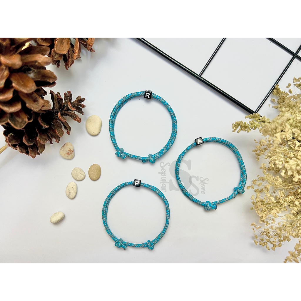 PRUSIK BRACELET / BLUE PERUSIK ROPE BRACELET INITIAL BRACELET / LETTER BRACELET / ผู้หญิง / ผู้ชาย B