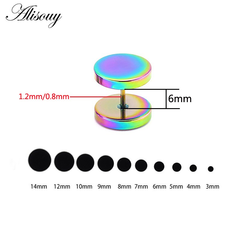 ผู้ชายเย็นพังก์รอบสีดําสแตนเลสหูสตั๊ดต่างหูเจาะ3มิลลิเมตร-16มิลลิเมตร ราคา ถูกที่สุด ดีลบีเคเค แกลเลอรีภาพที่ 4