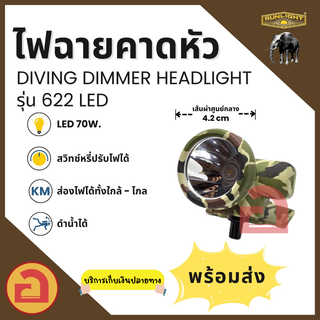 ไฟฉายคาดหัว SUNLIGHT - 622 ไฟ Laser LED 70 W. ลำแสงกว้าง ดำน้ำได้  สว่างไกล 500 เมตร ใช้งานได้นาน 10-20 ชม.❗❗