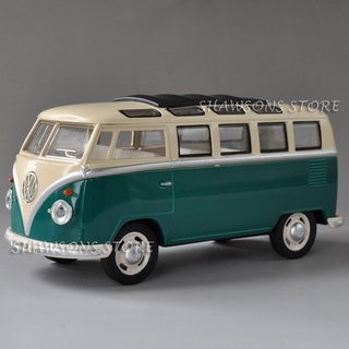 โมเดลรถยนต์ Diecast Model Car Toys Volkswagen T1 Mini Bus MPV สเกล 1:24 พร้อมเสียง และไฟ ของเล่นสําหรับเด็ก