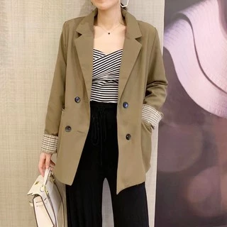 SALE 8.8 Cicishop(พร้อมส่ง)(907/2027)Blazer เสื้อสูทแขนยาว ตัวยาวแต่งกระเป๋าหน้าคู่​ โทนสีพื้นเรียบๆดูดีผ้าสูท​ มี12ลาย