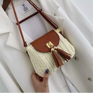 กระเป๋าสาน Tassel bag ตกแต่งพู่ ( A98 )