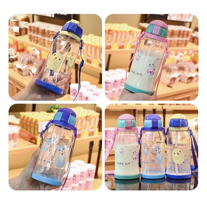 ขวดน้ำเด็กมีสายคล้อง #ลายใหม่ ขวดน้ำหลอดเด้ง ขวดน้ำนักเรียน